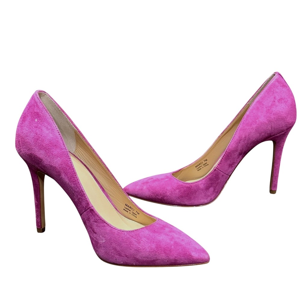 Botkier Marci Suede Stiletto Pumps Raspberry Fizz Fuschia Pointed Toe Womens 7M
